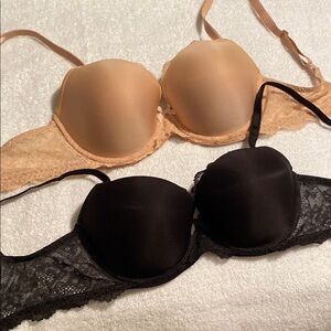Victoria Secret Black and Nude Lace Bras